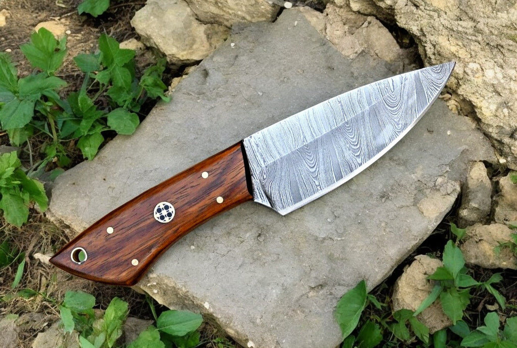 Handmade Damascus Hunting Knife with Rosewood Handle Damascus Knife Store