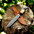 Handmade Damascus Bowie Knife – Bone & Buffalo Horn Handle Damascus Knife Store