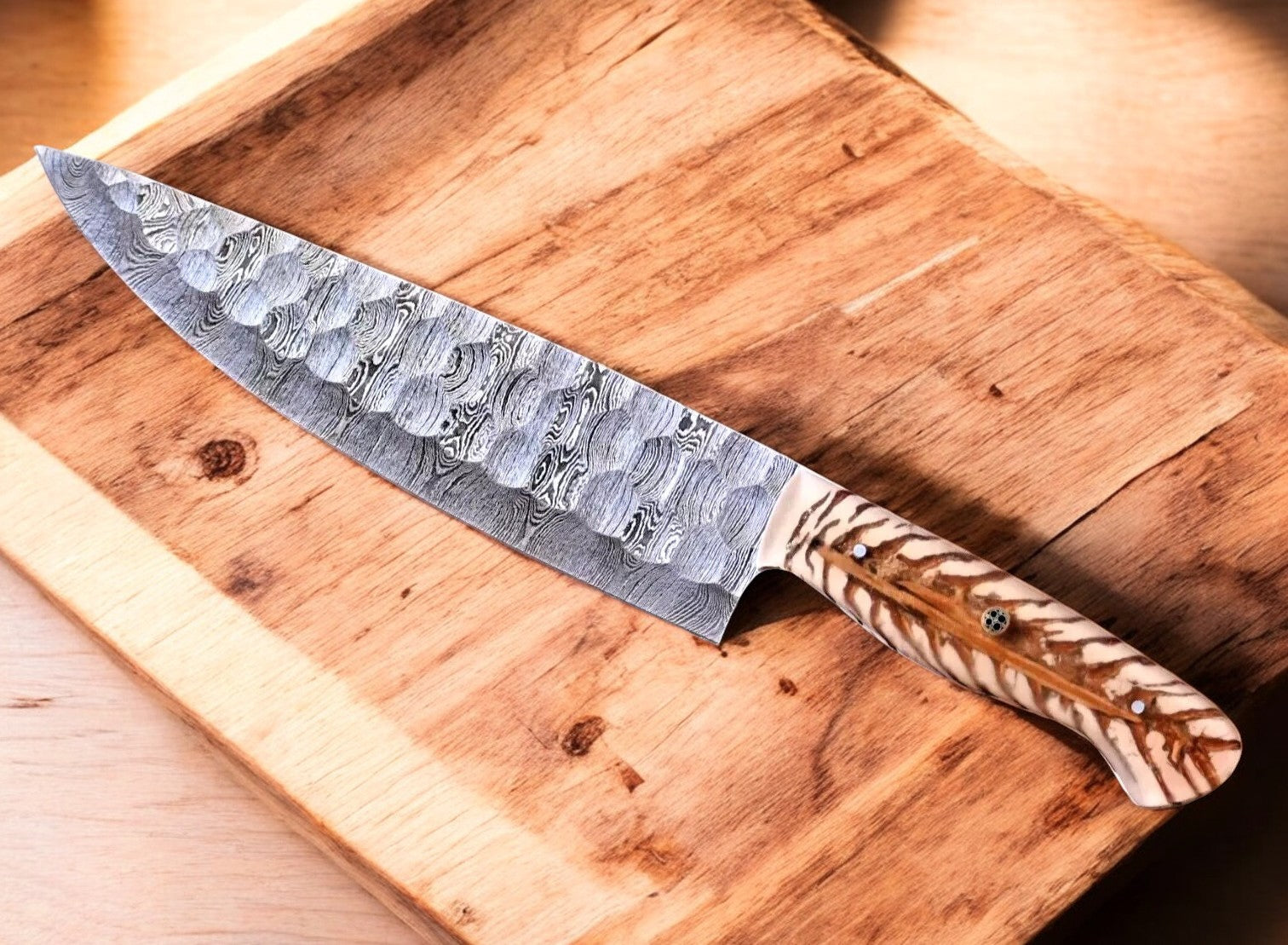 Handmade Damascus Chef Knife with Pine Cone Handle Damascus Knife Store