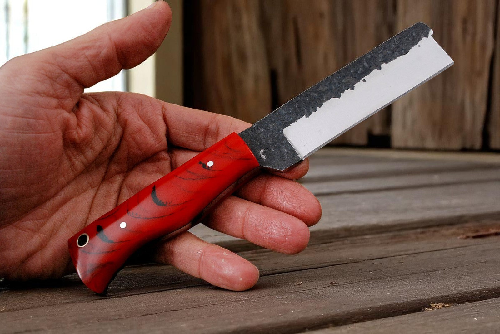 Cowboy Bull Cutter Knife with Resin Handle Damascus Knife Store