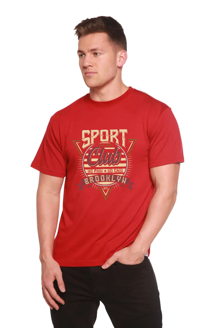 Sport Club Men's Bamboo Viscose/Organic Cotton Short Sleeve Graphic T-Shirt Spun Bamboo