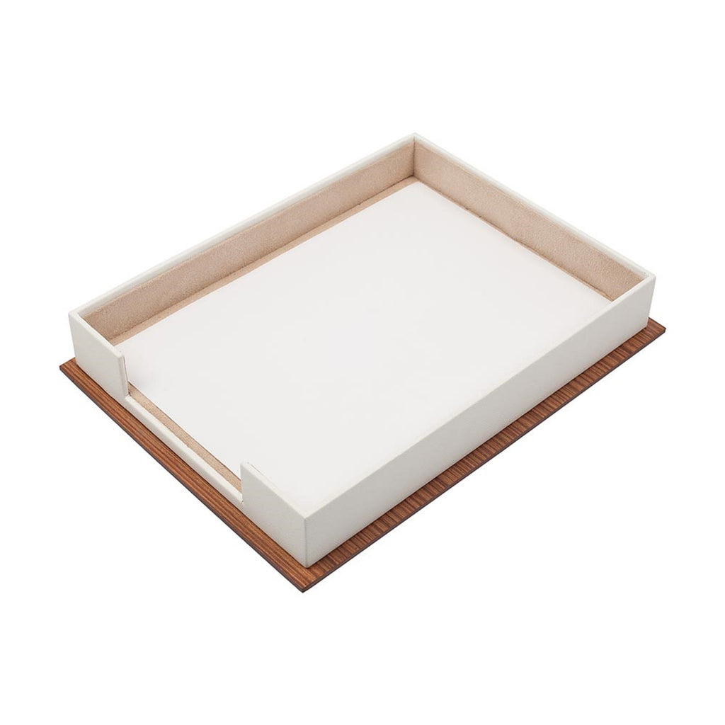 MOOG Star Leather Desk Set -Walnut Wood Combination - White -11 PCS Moogdesk