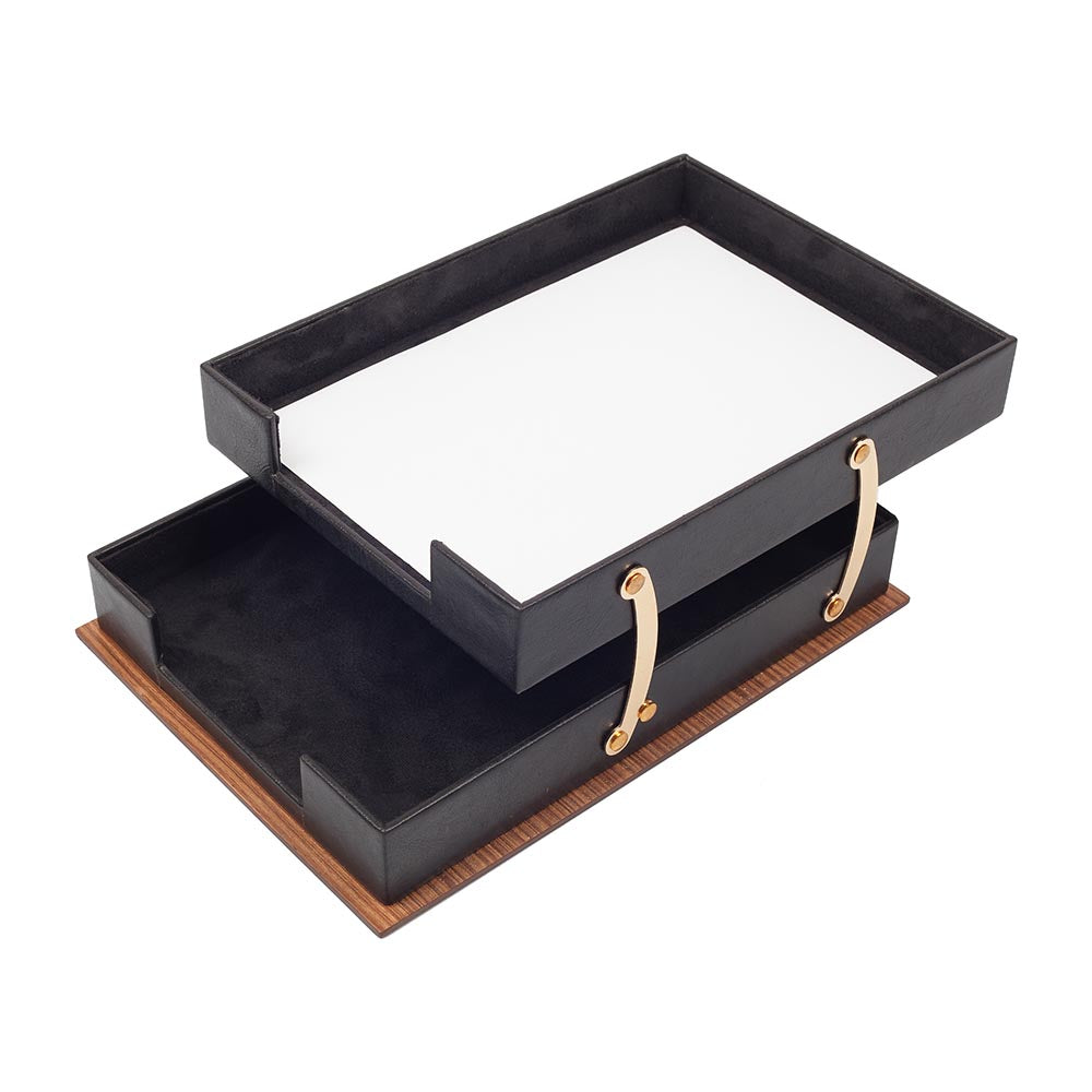 MOOG  Star Wooden Leather Double Document Tray Moogdesk