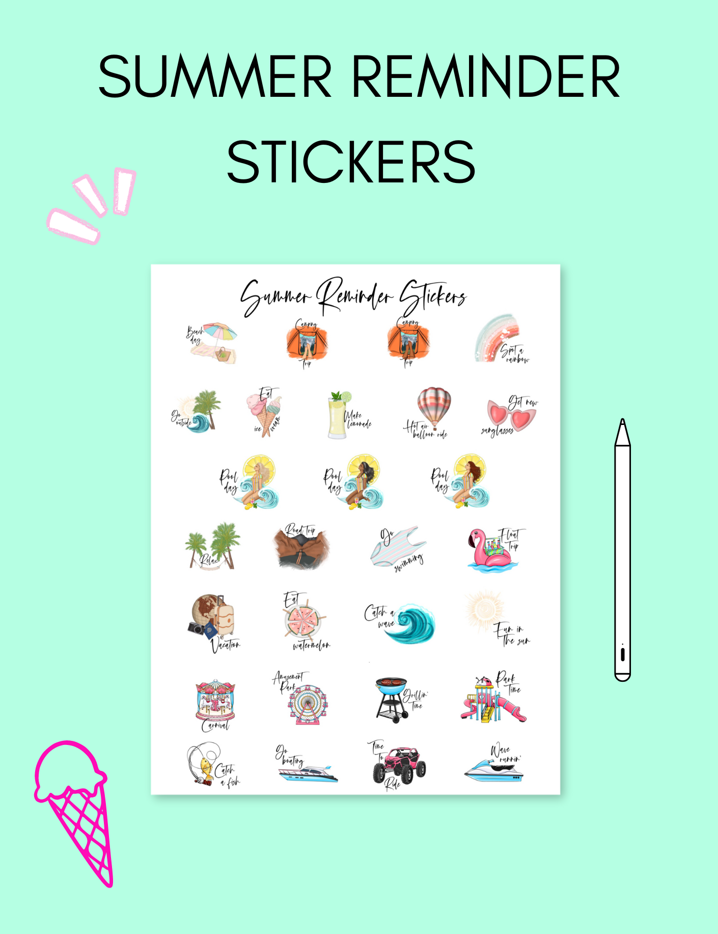 Digital Summer Reminder Stickers Jessica Autumn