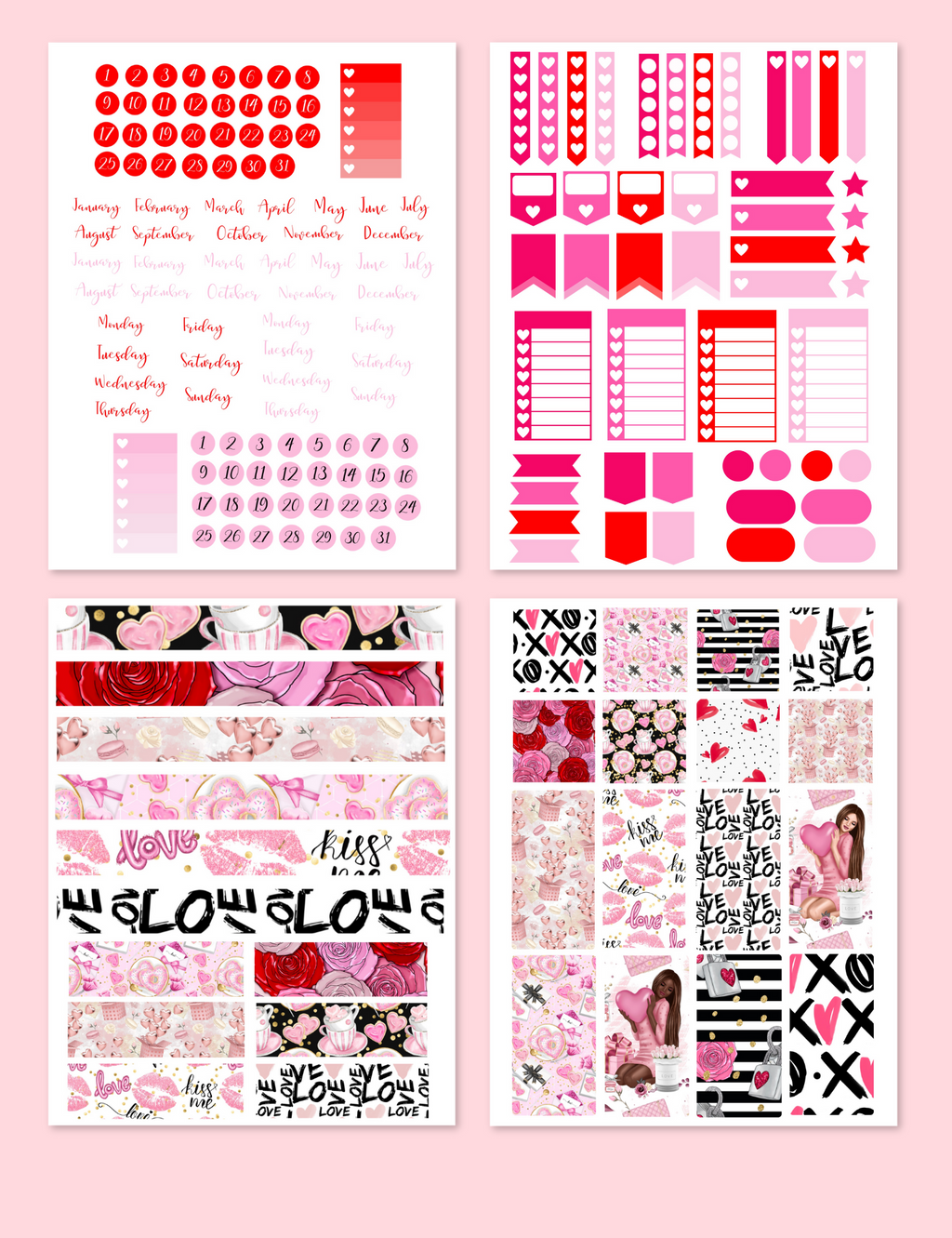 Digital Valentine's Day Stickers Jessica Autumn