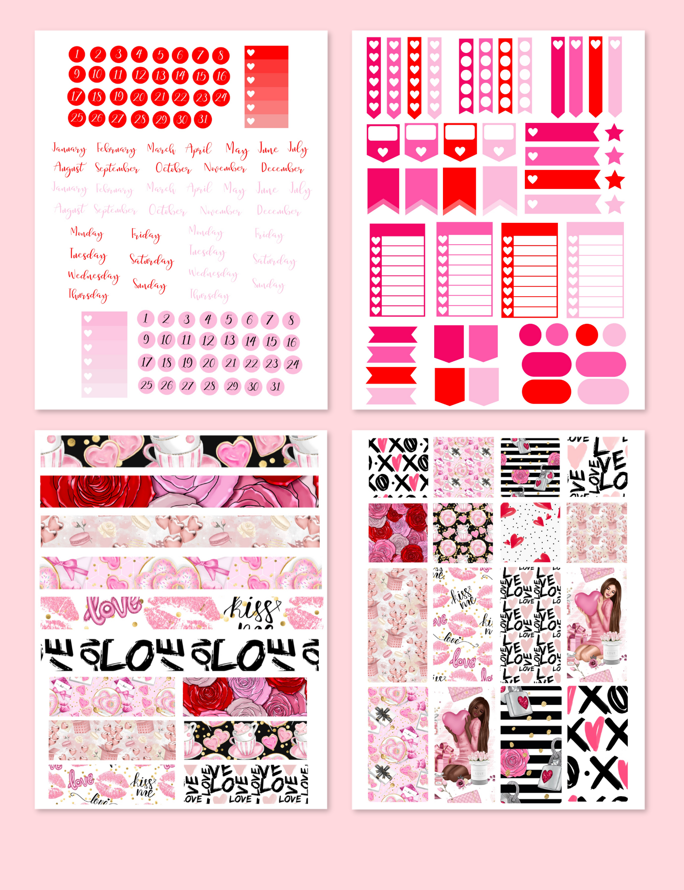 Digital Valentine's Day Stickers Jessica Autumn