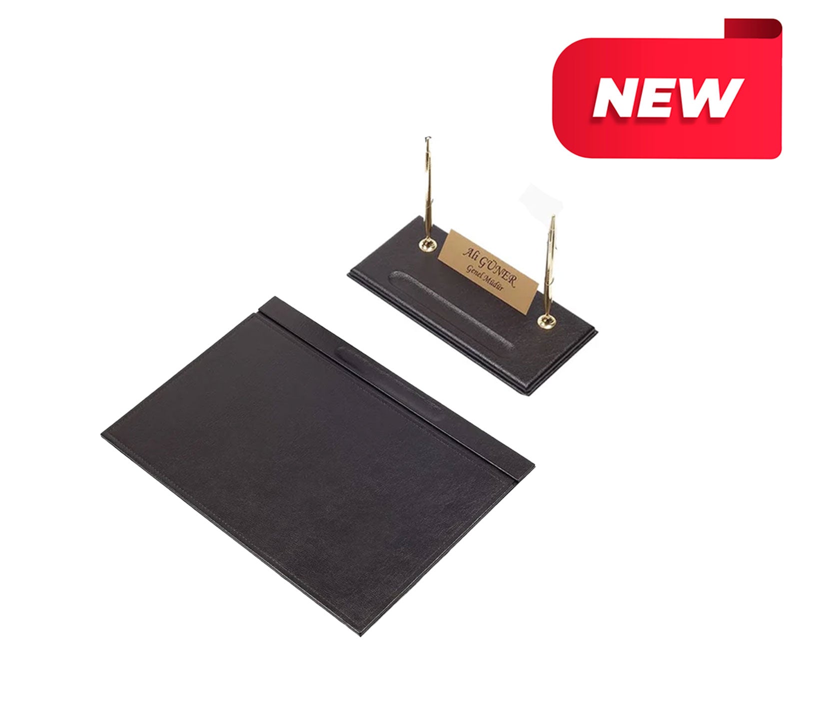 MOOG  Leather Desk Set - Brown- 2 PCS Moogdesk