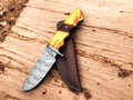 Handmade Damascus Skinning Knife with Pakka Wood Handle Damascus Knife Store