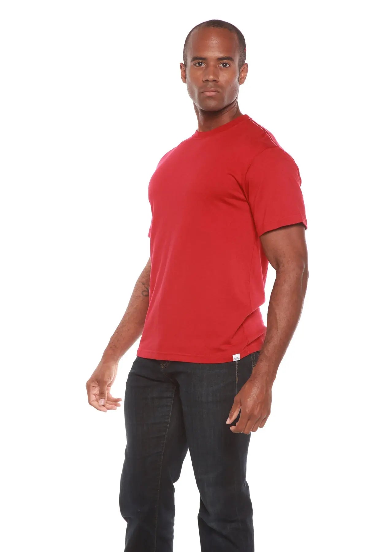Clearance Men's Bamboo Short Sleeve Contrast Stitch T-Shirt Spun Bamboo