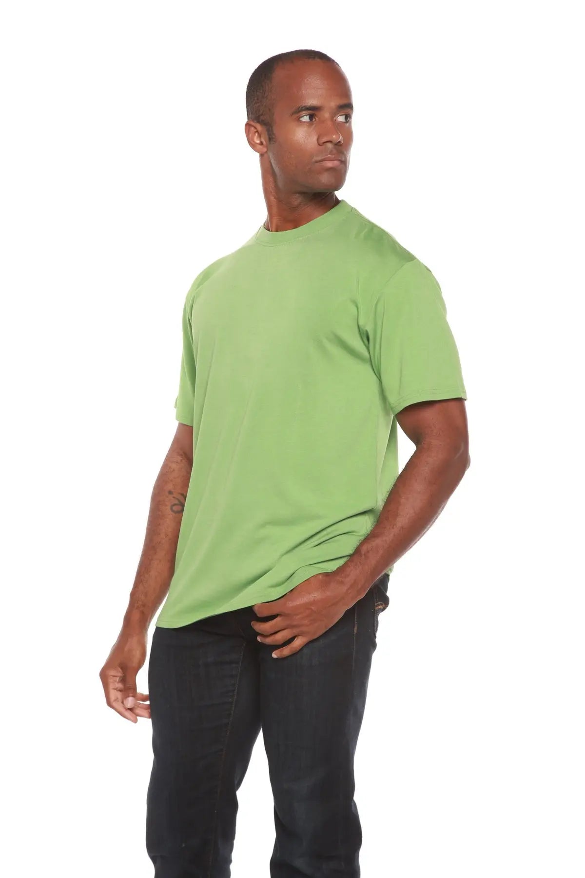 Clearance Men's Bamboo Short Sleeve Contrast Stitch T-Shirt Spun Bamboo