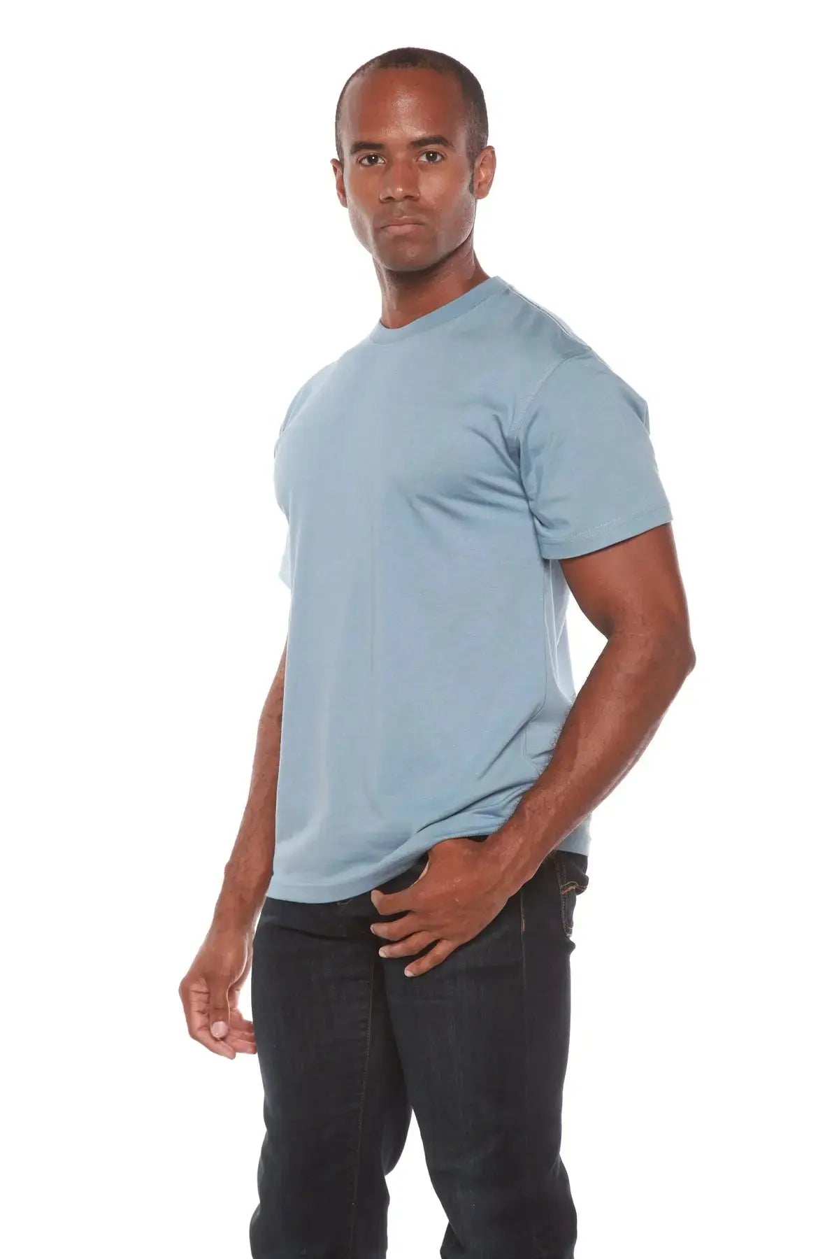 Men's Bamboo Viscose/Organic Cotton Short Sleeve Contrast Stitch T-Shirt Spun Bamboo