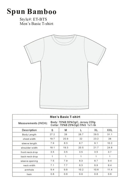Clearance Men's Bamboo Short Sleeve T-Shirt - Classic Cut Spun Bamboo