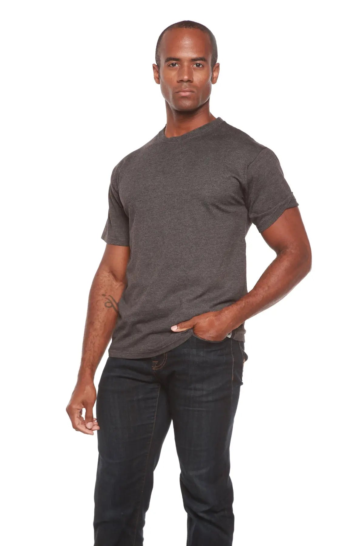 Clearance Men's Bamboo Short Sleeve Contrast Stitch T-Shirt Spun Bamboo