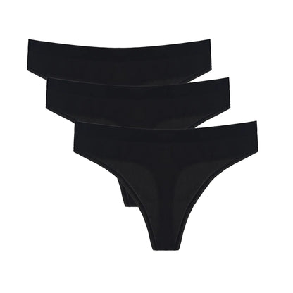Women's Bamboo/Cotton Thong Style Underwear Black Color - 3-pack Spun Bamboo