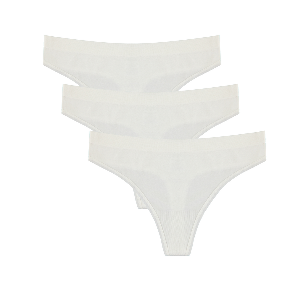 Women's Bamboo/Cotton Thong Style Underwear Natural Color - 3-pack Spun Bamboo