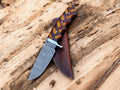 Handmade Damascus Hunting Knife | Rosewood & Olivewood Damascus Knife Store