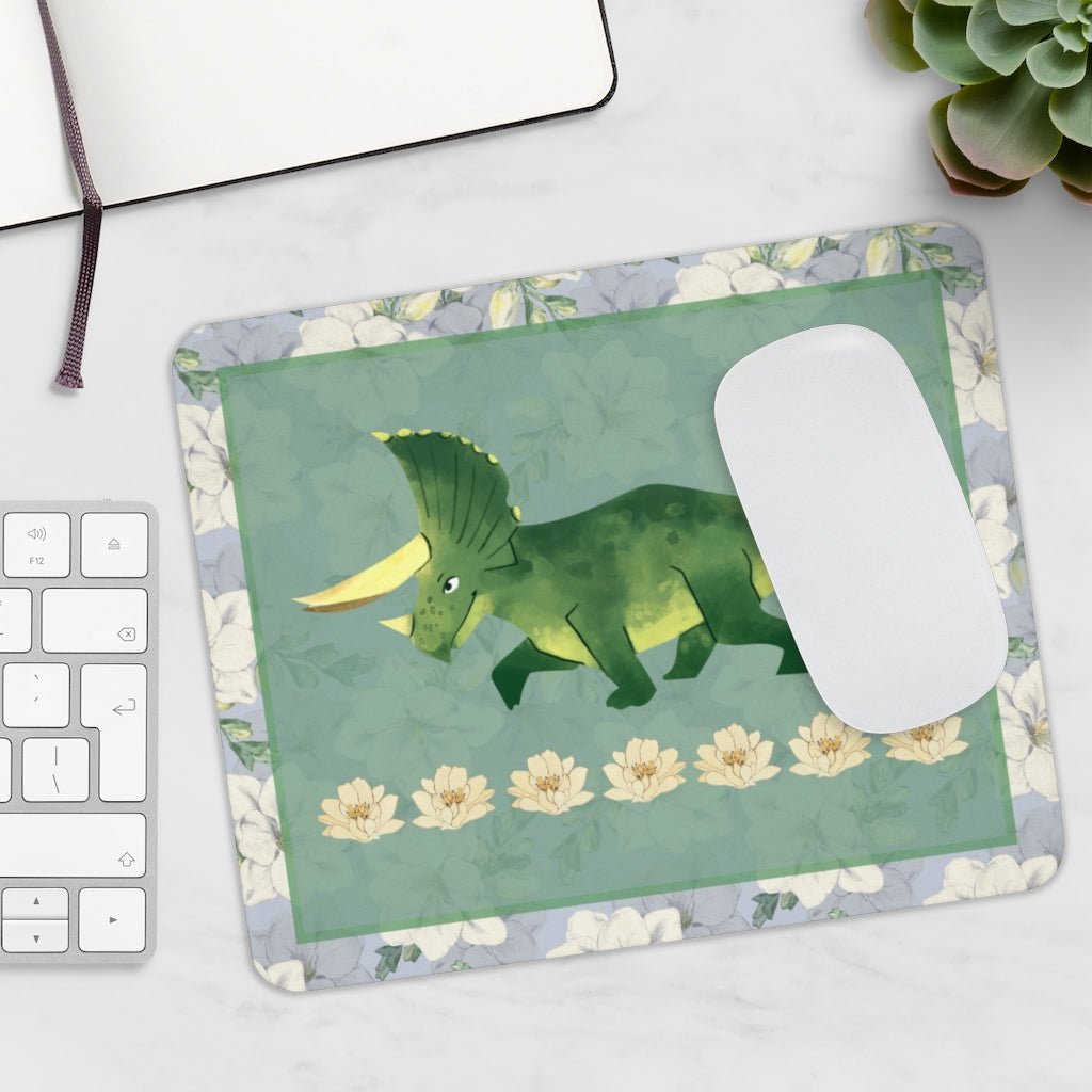 Watercolor Triceratops Mouse Pad Opal and June