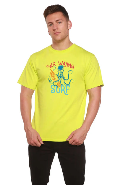 We Wanna Surf Men's Bamboo Viscose/Organic Cotton Short Sleeve Graphic T-Shirt Spun Bamboo