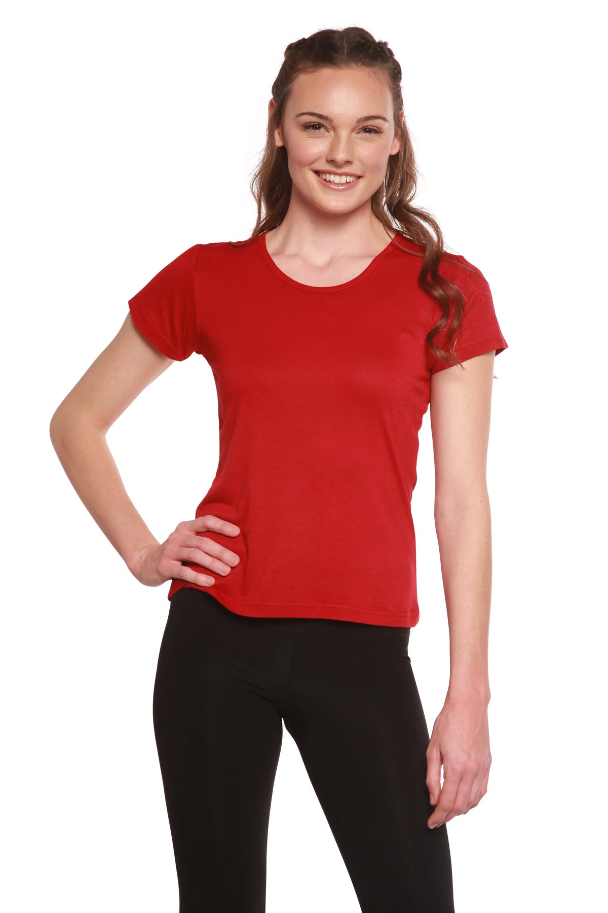 Women's 100% Bamboo Viscose Scoop Neck Short Sleeve T-Shirt Spun Bamboo