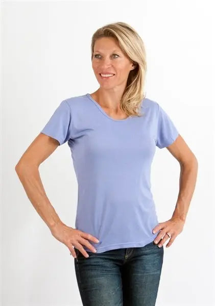 Women's 100% Bamboo Viscose Scoop Neck Short Sleeve T-Shirt Spun Bamboo