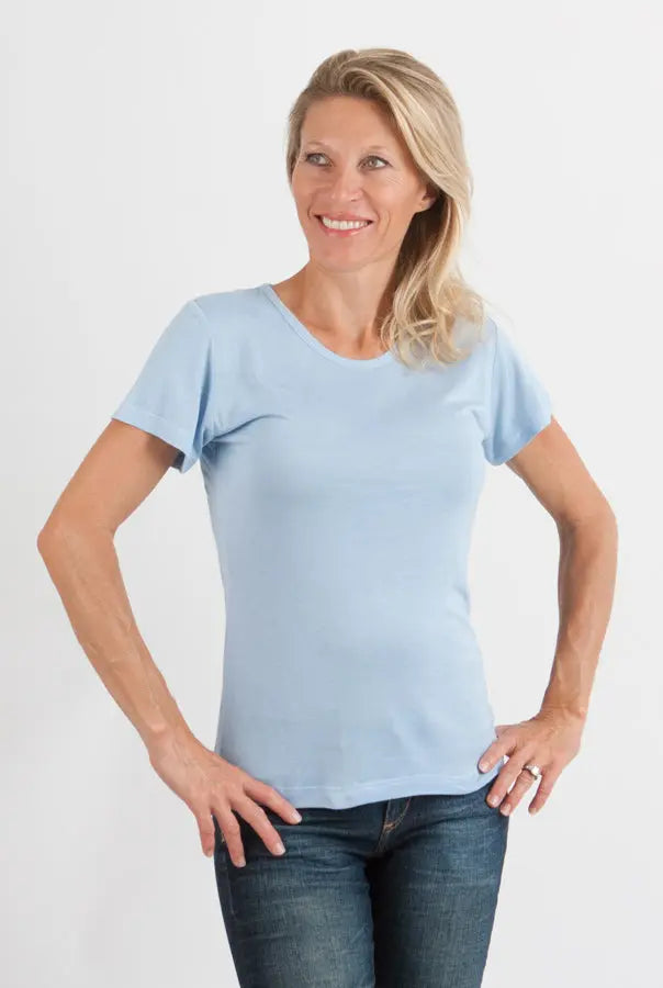 Women's 100% Bamboo Viscose Scoop Neck Short Sleeve T-Shirt Spun Bamboo