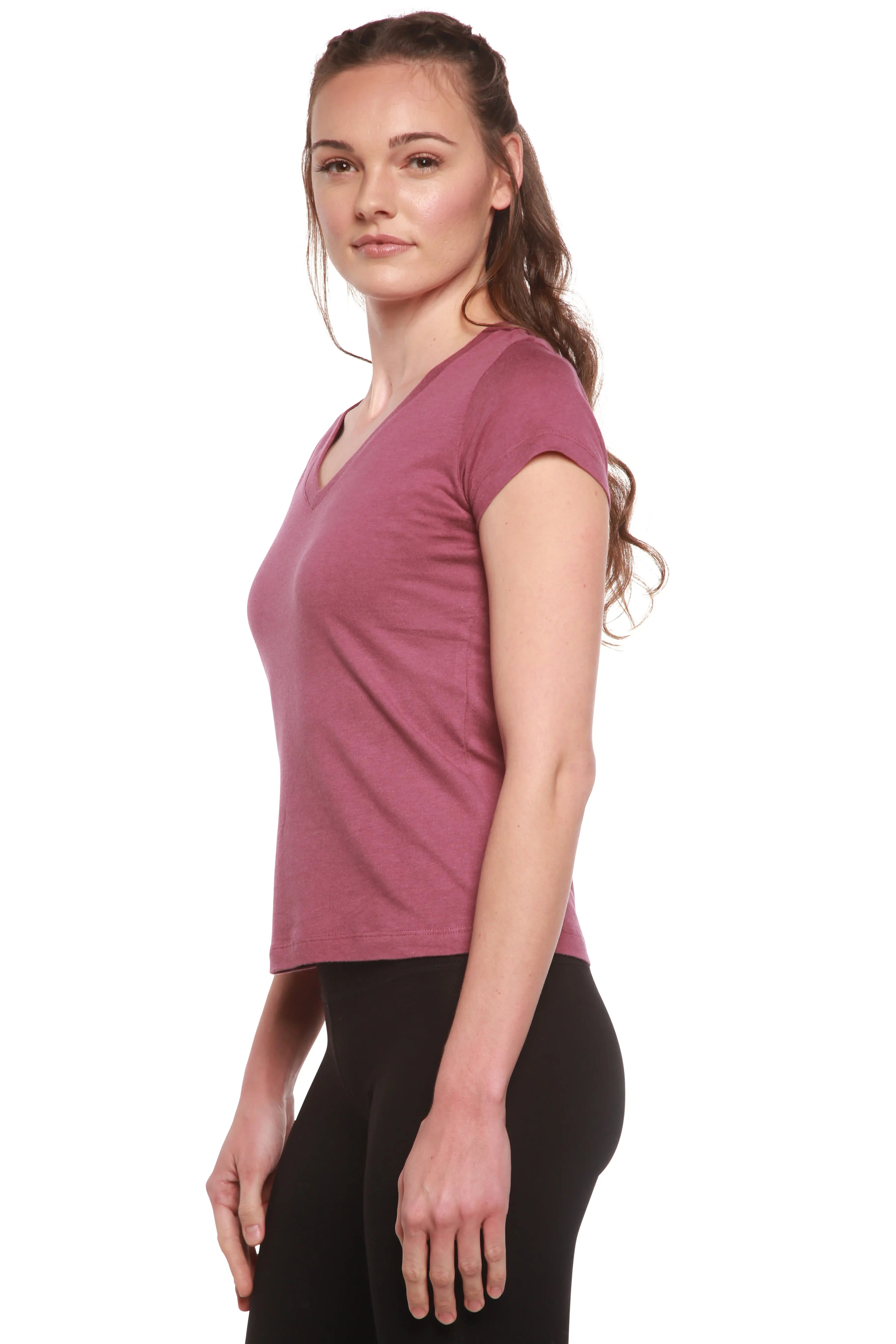 Women's Bamboo Viscose/Cotton V-Neck Cap Sleeve T-Shirt Spun Bamboo