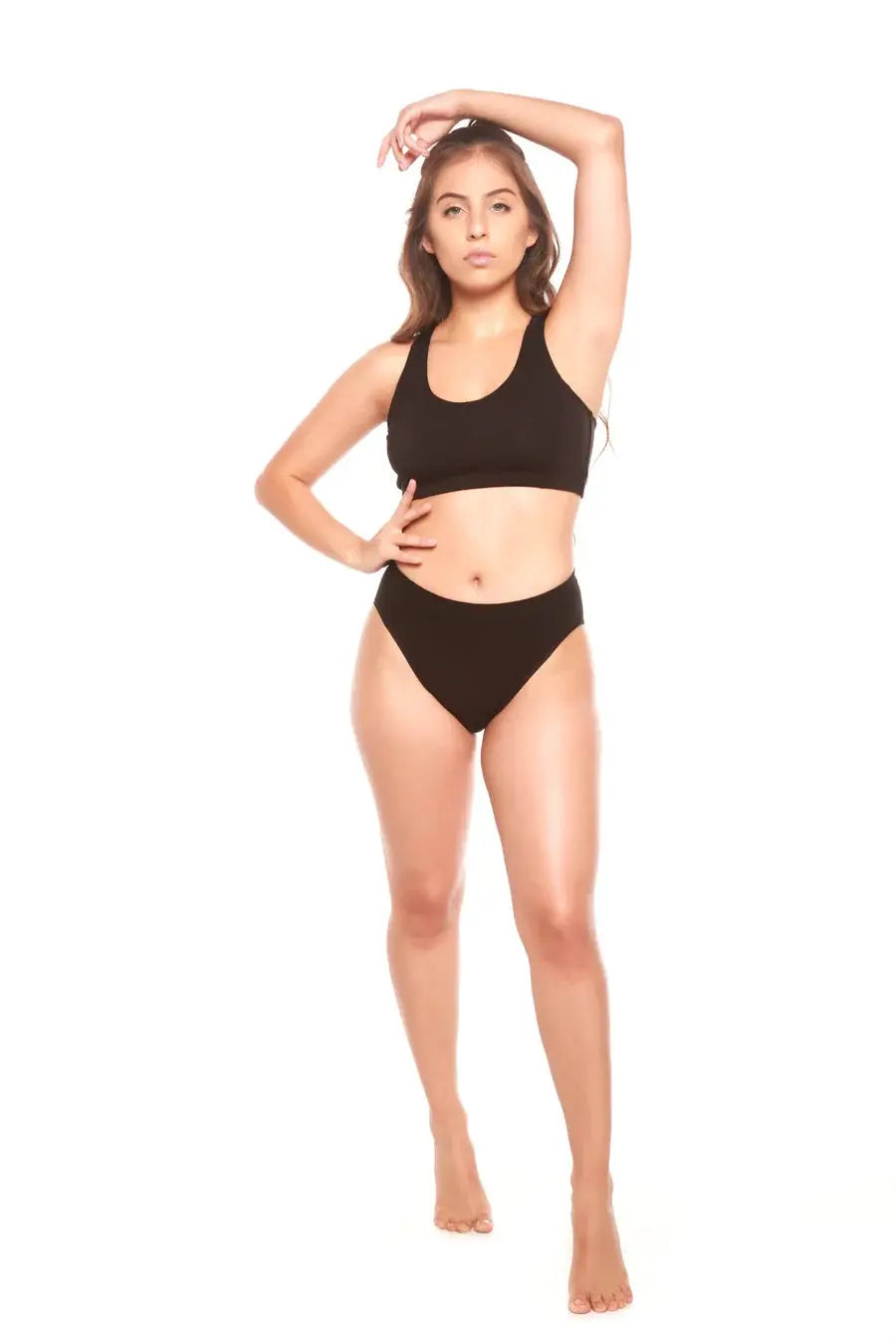 Women's Bamboo/Cotton High Leg Brief Style Underwear Black Color - 3-pack Spun Bamboo