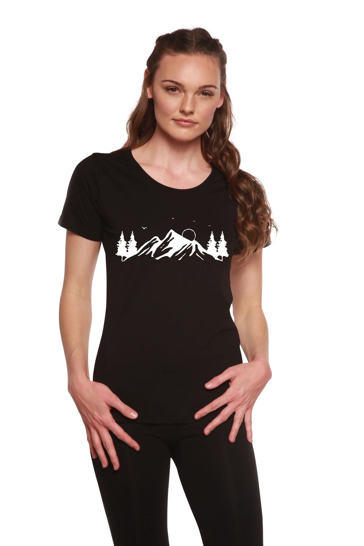 Women's Bamboo/Cotton Short Sleeve Scoop Neck T-Shirt with Print Mauna Kea Spun Bamboo