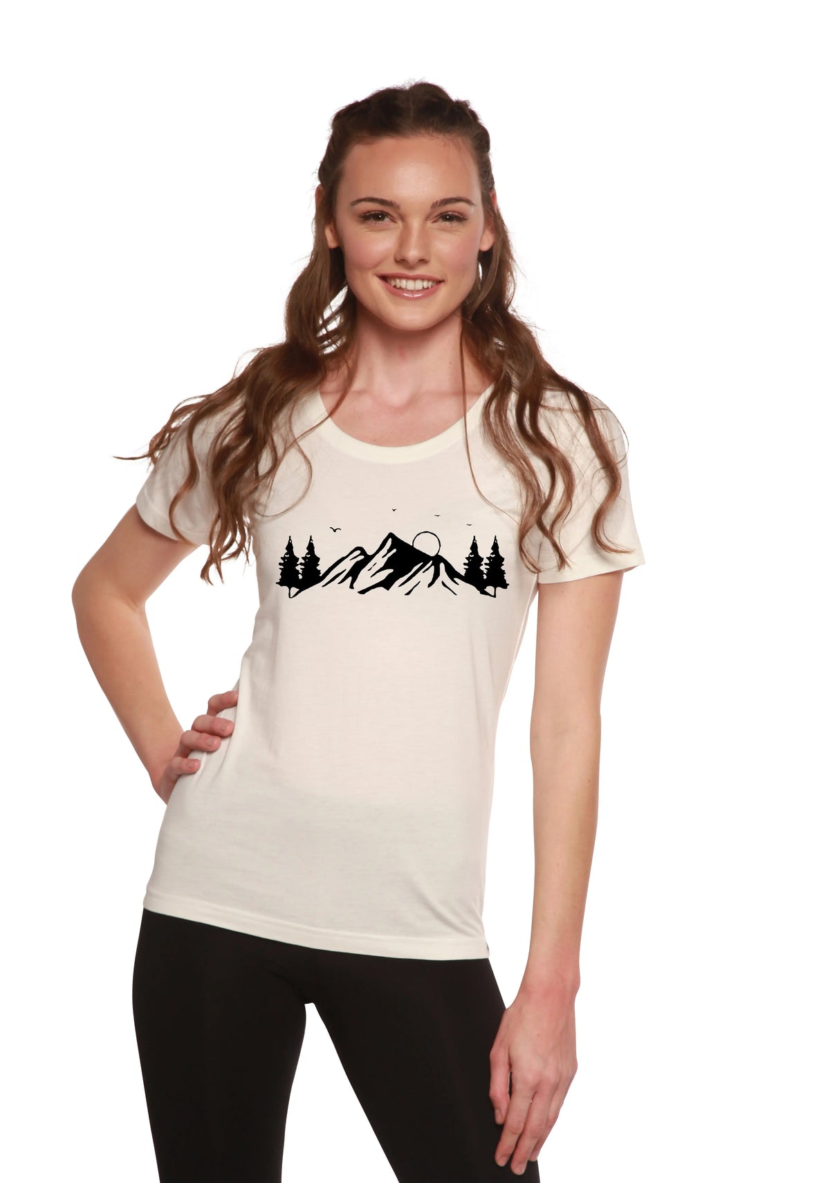 Women's Bamboo/Cotton Short Sleeve Scoop Neck T-Shirt with Print Mauna Kea Spun Bamboo