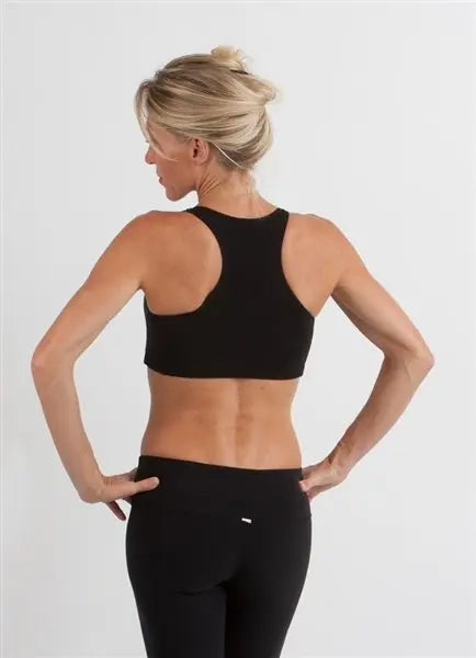 New Women's Bamboo Padded Sports Bra in Black Spun Bamboo
