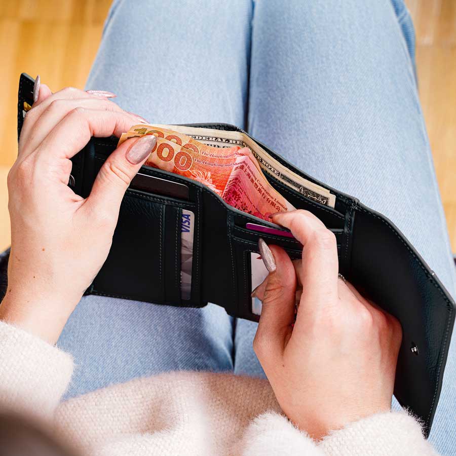 RFID Blocking Women's Leather Trifold Wallet ID Stronghold