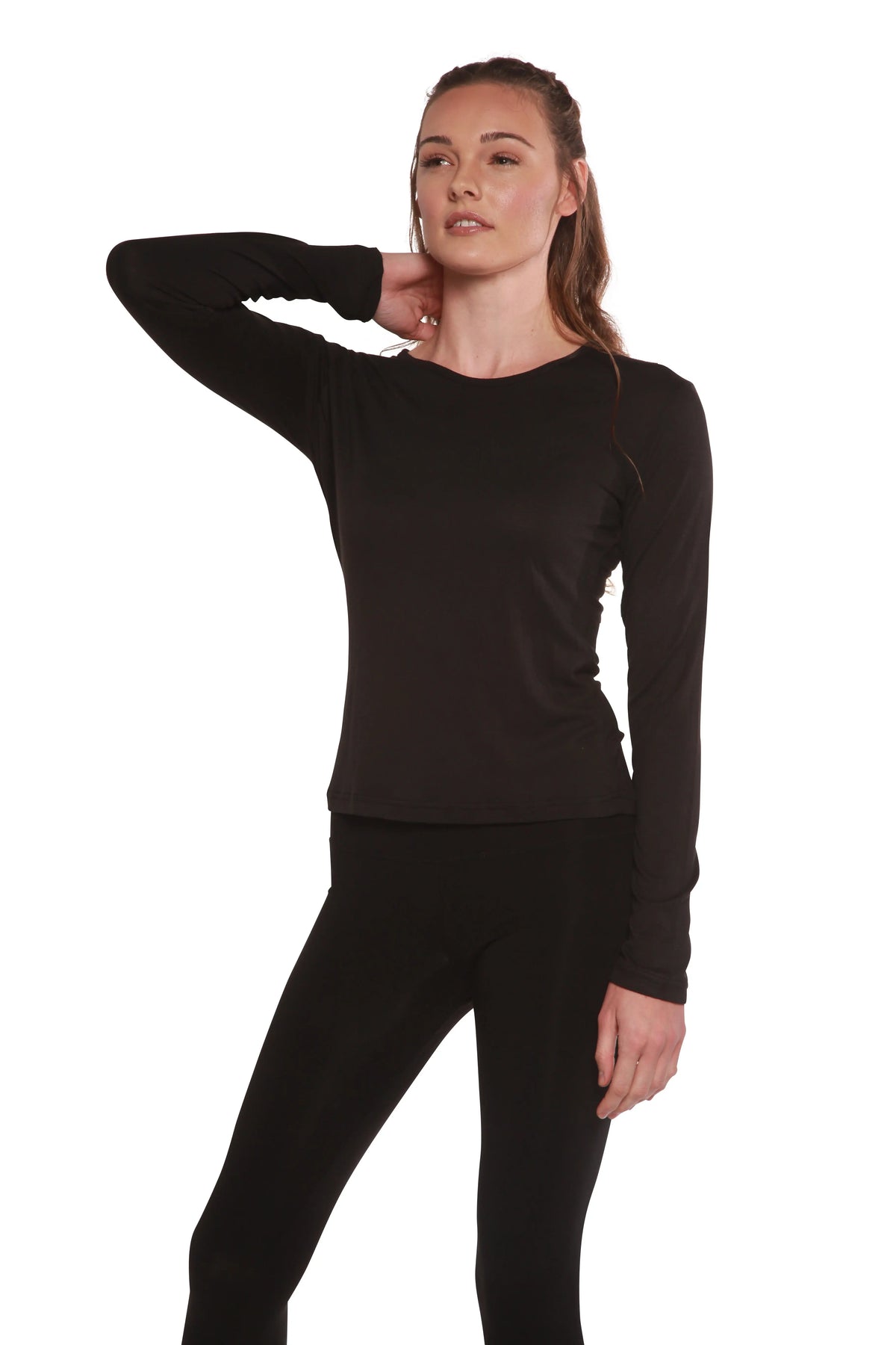 Clearance Women's Scoop Neck 100% Bamboo Viscose Long Sleeve Shirt Spun Bamboo