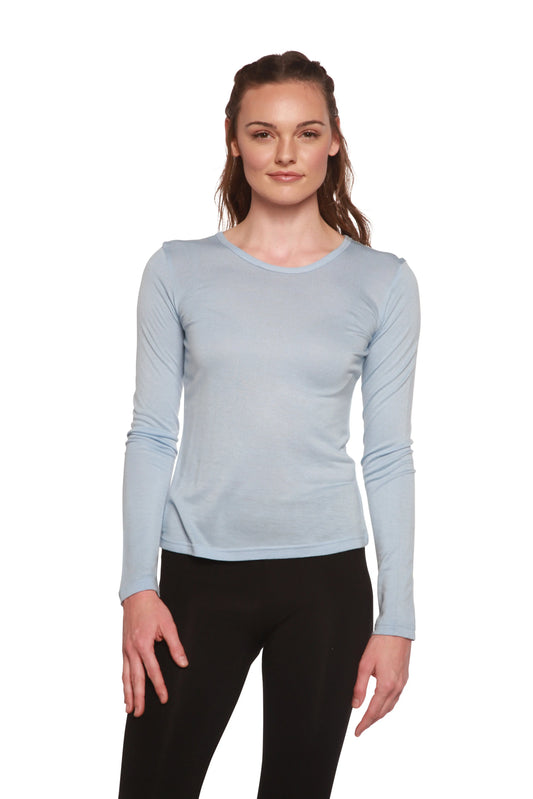 Clearance Women's Scoop Neck 100% Bamboo Viscose Long Sleeve Shirt Spun Bamboo