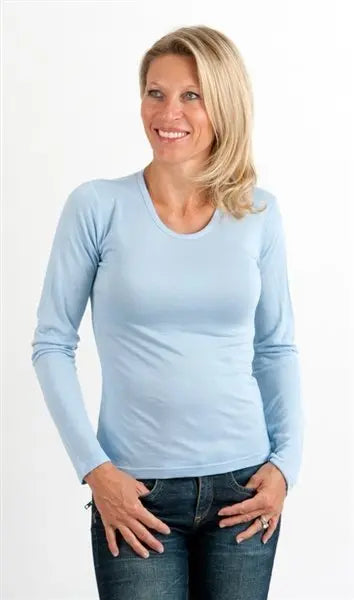 Clearance Women's Scoop Neck 100% Bamboo Viscose Long Sleeve Shirt Spun Bamboo