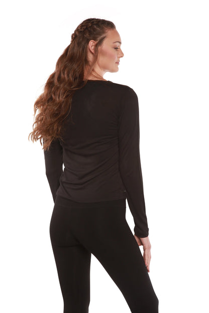 Clearance Women's Scoop Neck 100% Bamboo Viscose Long Sleeve Shirt Spun Bamboo