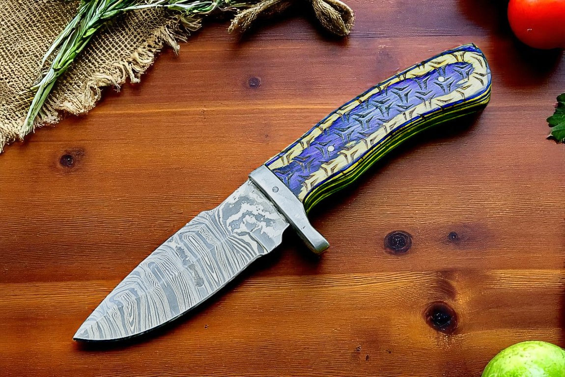 Custom Hunting knives | Damascus Steel  with Wood Handle Damascus Knife Store